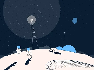 Lunar lighthouse cosmos design exploration future ill illustration lighthouse luna minimalist moon science space vector