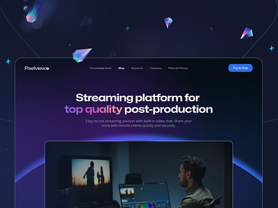 Pixelview streaming platform 2024 app call chat dark design platform post production stream uxui video web web platform