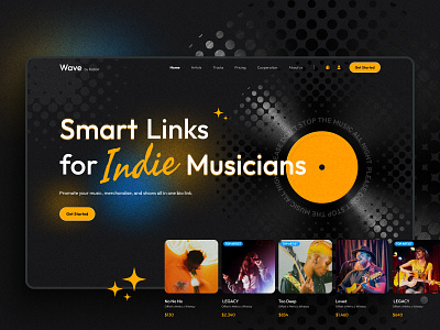 Landing page for publishing music for indie musicians agemandi design lan landing page design landingpage music ui ux web design webapp