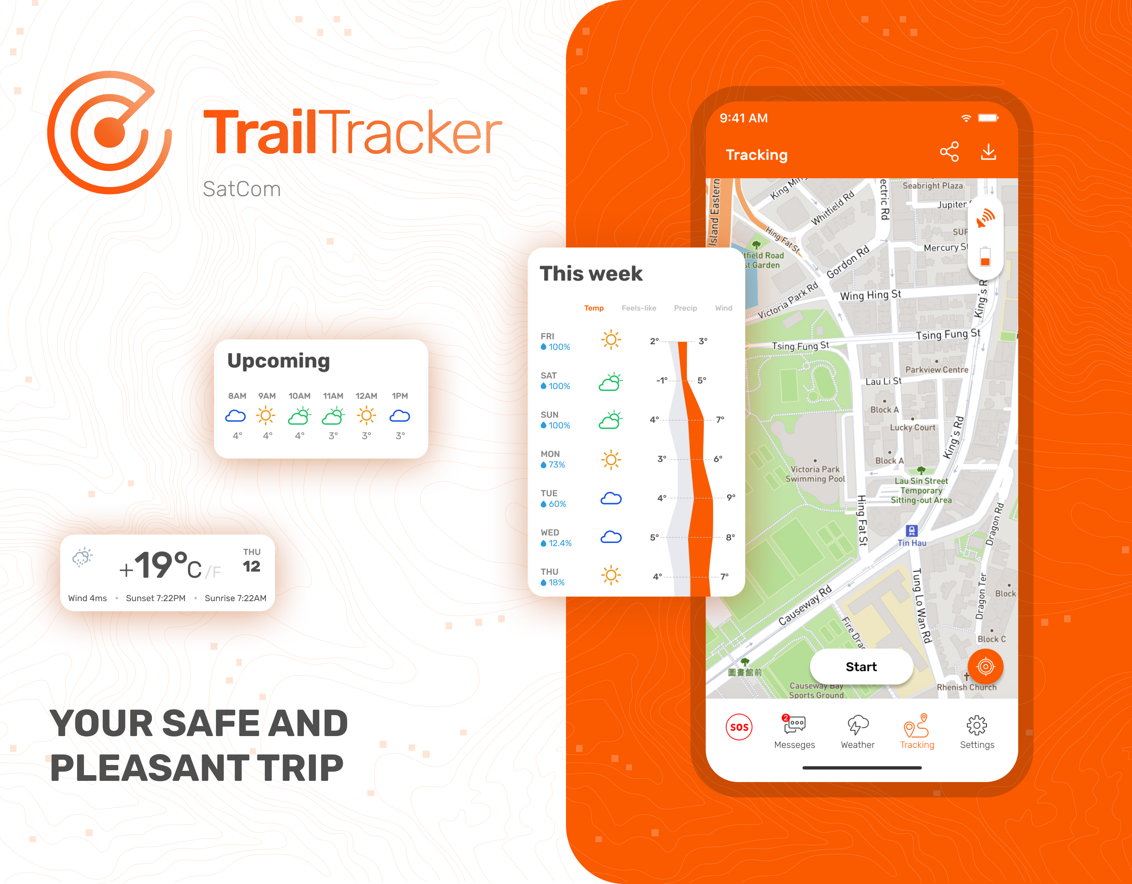 SatCom Mobile App for Travel forecast gps maps mobile app notififcations pop ups travel ux ui weather