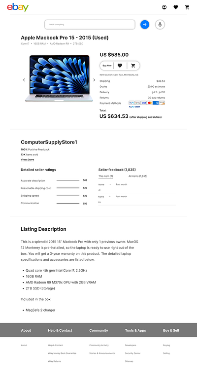 eBay Product Page - Redesign