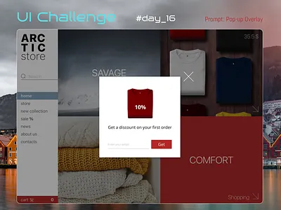 Daily UI challenge, Day 16, Pop-up overlay braning challenge dailyui design overlay popup shop store ui ux