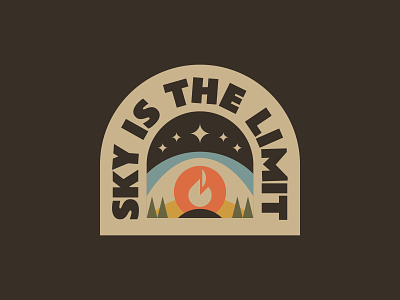Sky is the limit adventure badge camping emblem firecamp illustration mountain nature night outdoor