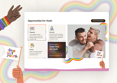 Nonprofit Website Design - Time Out Youth branding charity charity website design design graphic design lgbtq logo non profit nonprofit nonprofit web design nonprofit website nonprofit website design nonprofit websites ui web design webdesign website design youth