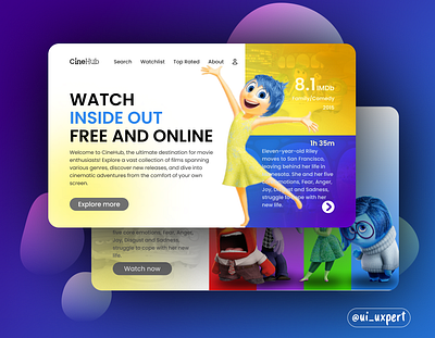 Cinehub Movie Website Ui Design app branding design graphic design landing page mobile app design movie product design proto type ui ui design ux design website design wireframe