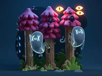 Ghost illustration collab 2 3d b3d blender color ghost illustration render stylized