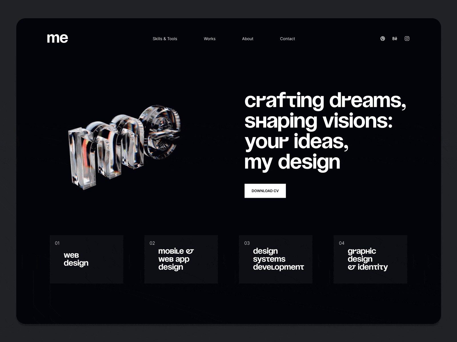 Designer's portfolio web site design 3d adaptive branding design landing portfolio responsive ui web