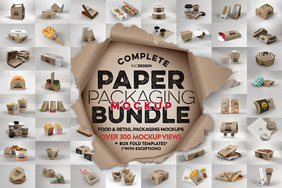 BUNDLE Paper Packaging Mockup cake eco fast food paper pastries pizza recycle restaurant salad takeaway takeout