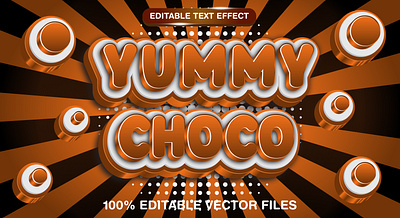 Yummy Choco 3d editable text style Template 3d 3d text effect choco background choco font choco text chocolate text design editable vector text fast food food background food font graphic design illustration kids font kids food vector vector text vector text mockup yummy choco text yummy text