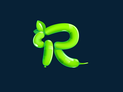 R letter logo made of twisted balloons alphabet ballon branding eco green icon letter logo mark r twisted ui