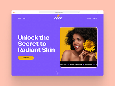 Cece radiant landing page beauty behance branding cece design landing page radiant skin skincare ui uiux ux visual design