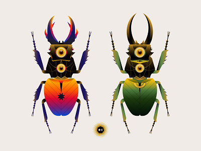 Digital Insects animal bettle bug design digital eye green horn icon illustration illustrator indonesia insect logo minimal nft orange stag vector