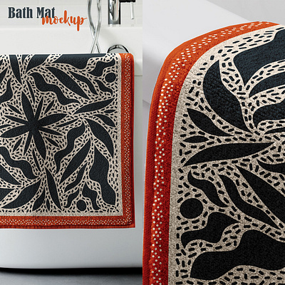 Bath Mat Mockup bath bathroom carpet design download fabric furniture interior mat mockup photoshop psd rug template textile