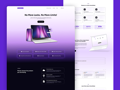 UnlockMaker 🔓 digital iphone landing purple ui unlocker ux