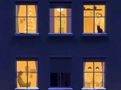 Happy Holidays! 3d aftereffects animation blender christmas city festive illustration motion graphics night xmas