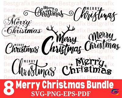 Merry Christmas text svg | Merry Christmas clipart Bundle |Merry