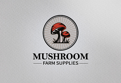MUSHROOM FARM SUPPLIES LOGO branding circle logo circle type logo design elegant logo design eye catchy logo graphic design illustration logo