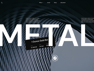 Metal hero section concepts banner capslock concept design hero section illustration italic metal metals minimalism rounded button rounded text swiss style typography ui
