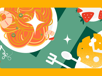 Illustration for blog blog branding cheese food graphic design illustration illustration food pasta strawberry