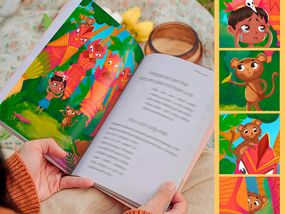 Fragments of work - Jungle meet 2d amazon amazon kdp art book design book illustration character design children book childrens art cultural cute digital illustration freehand drawing illustration jungle jungle illustration maya monkey prince