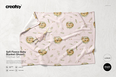 Fleece Baby Blanket (Shawl) Mockup fleece baby blanket mock up mockup mockups print template