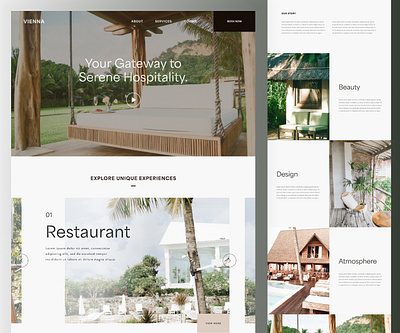 Minimal website design for a hospitality business creative elegant minimal web design template website