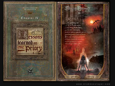 In the Shadow of Drakkon Chapter 4 bookdesign comics concept design dragons graphicnovelart illuminationmanuscript illustration medievalbookdesign scottschrader typography
