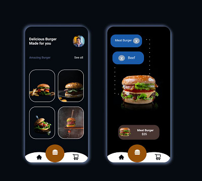 Burger App UI Design app branding design graphic design typography ui ux