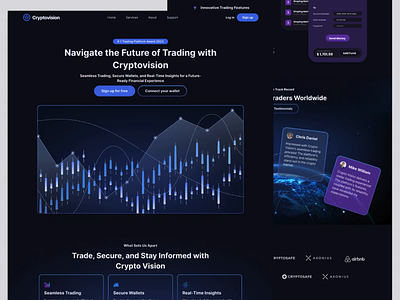 Cryptovision-Landing Page Design adobe xd crypto landing page crypto website cryptocurrency design figma figma page prototype graphic design landing page landing page ui professional landing page ui unbounce landing page ux webpages website website design