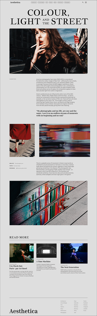 Aesthetica Magazine Landing Page Redesign design graphic design social media ui ux webdesign