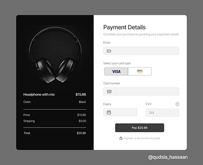 Day 09 of the #100DaysUI challenge. Credit card checkout. credit card credit card checkout figma figma design payment detail ui uidesign uiux