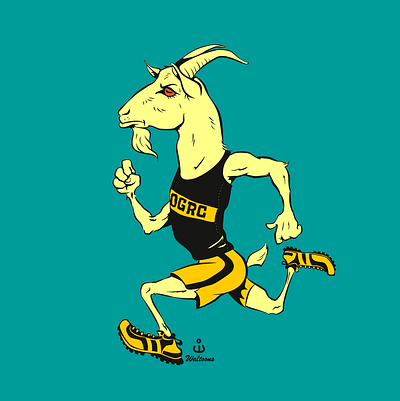 Old Goat Running Club Mascot cartoon animal cartoon goat cartoon mascot goat goat illustration goat mascot over 50 running running club running community sports mascot vintage style cartoon mascot vintage style mascot