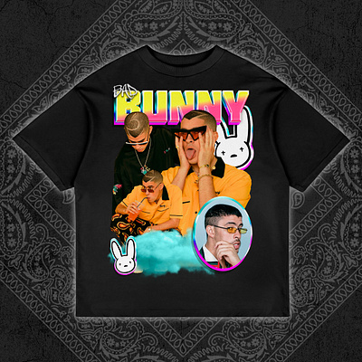 Bad Bunny Vintage Rap Tee Bootleg Design bad bunny bootleg bootleg design bootleg tshirt design graphic design tee