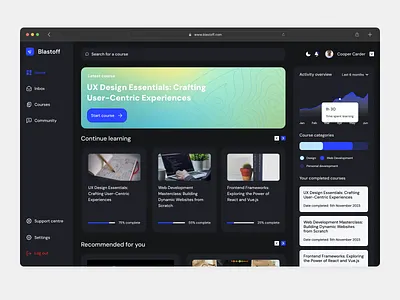 Blastoff - Dark mode dailyui dark dark mode dashboard e learning flat home learning lights out minimal ui ux web design