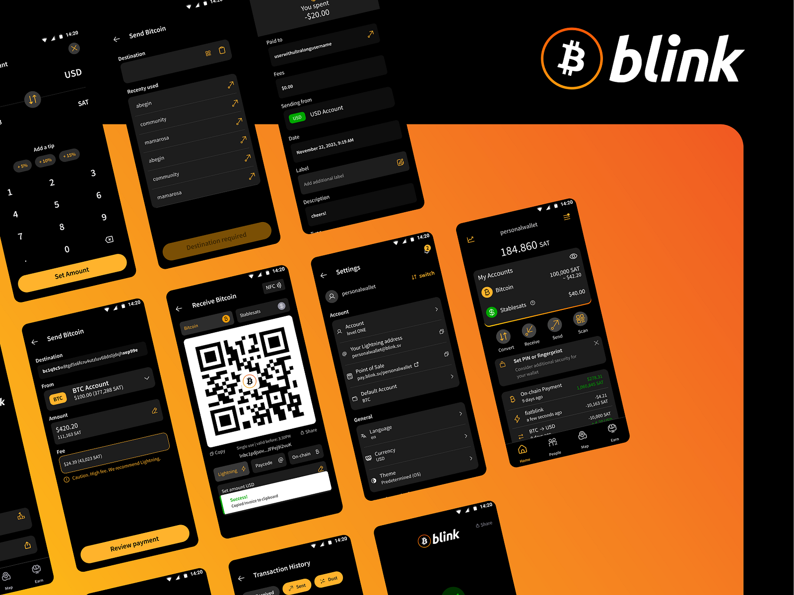 Blink wallet - UI by Andrej designSats on Dribbble image.