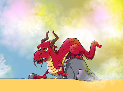 Red Dragon 2d illustration character character design clouds concept design drawing flat graphic design illustration red dragon ui vector vector illustration