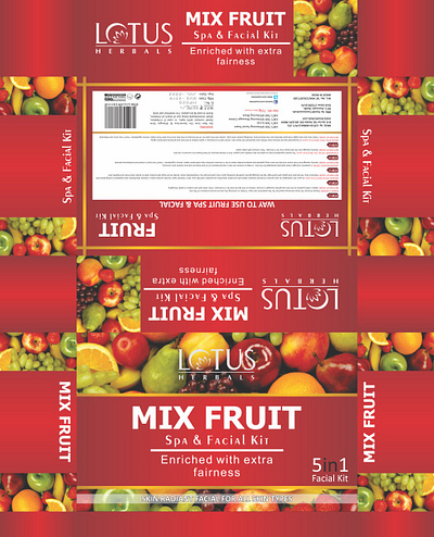 LOTUS MIX FRUIT FACIAL KIT BOX DESIGN print design