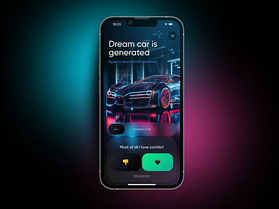 Dream car test mobile app 3d app application automobile car design mobile app neon test ui ux