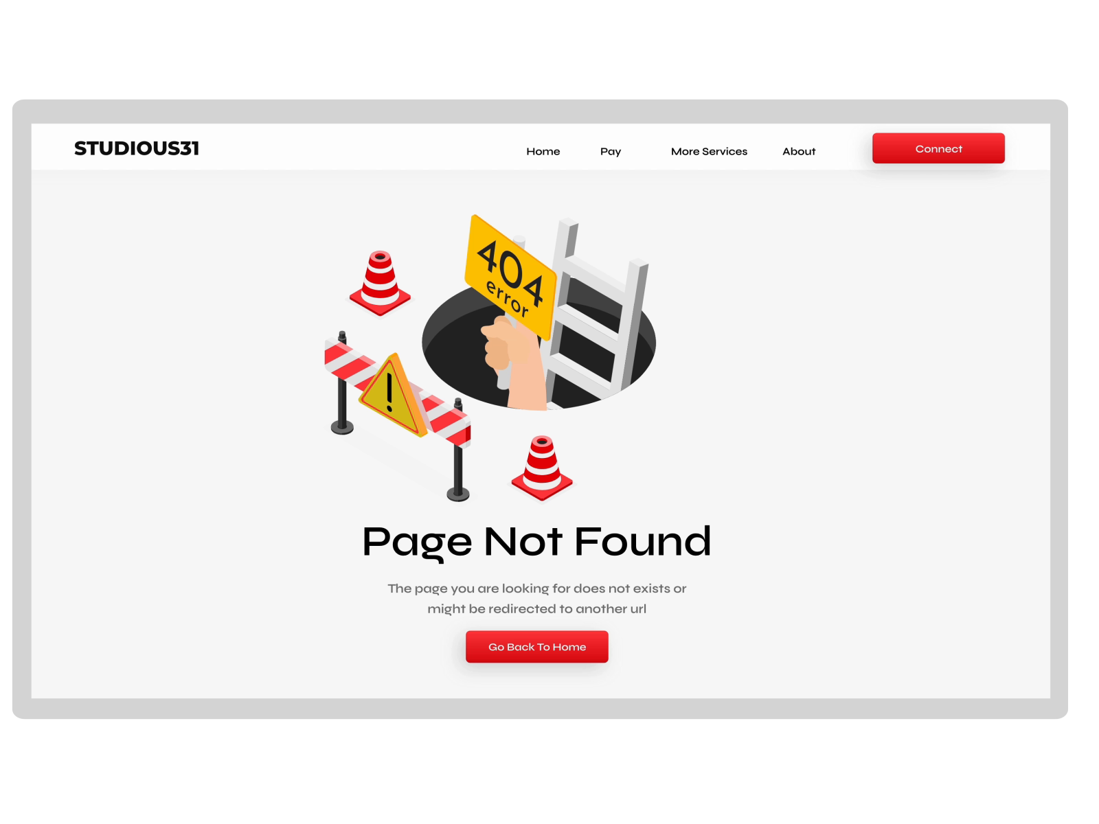 Example of 404 Page Not Found UI Design & Animation