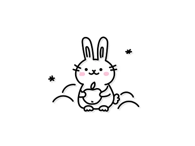 Winter Picnic ❄️🍎 apple bunny cartoon cute drawing icon illustration kawaii picnic rabbit snow sticker winter