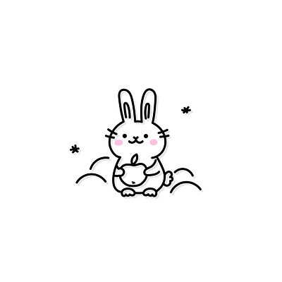 Winter Picnic ❄️🍎 apple bunny cartoon cute drawing icon illustration kawaii picnic rabbit snow sticker winter