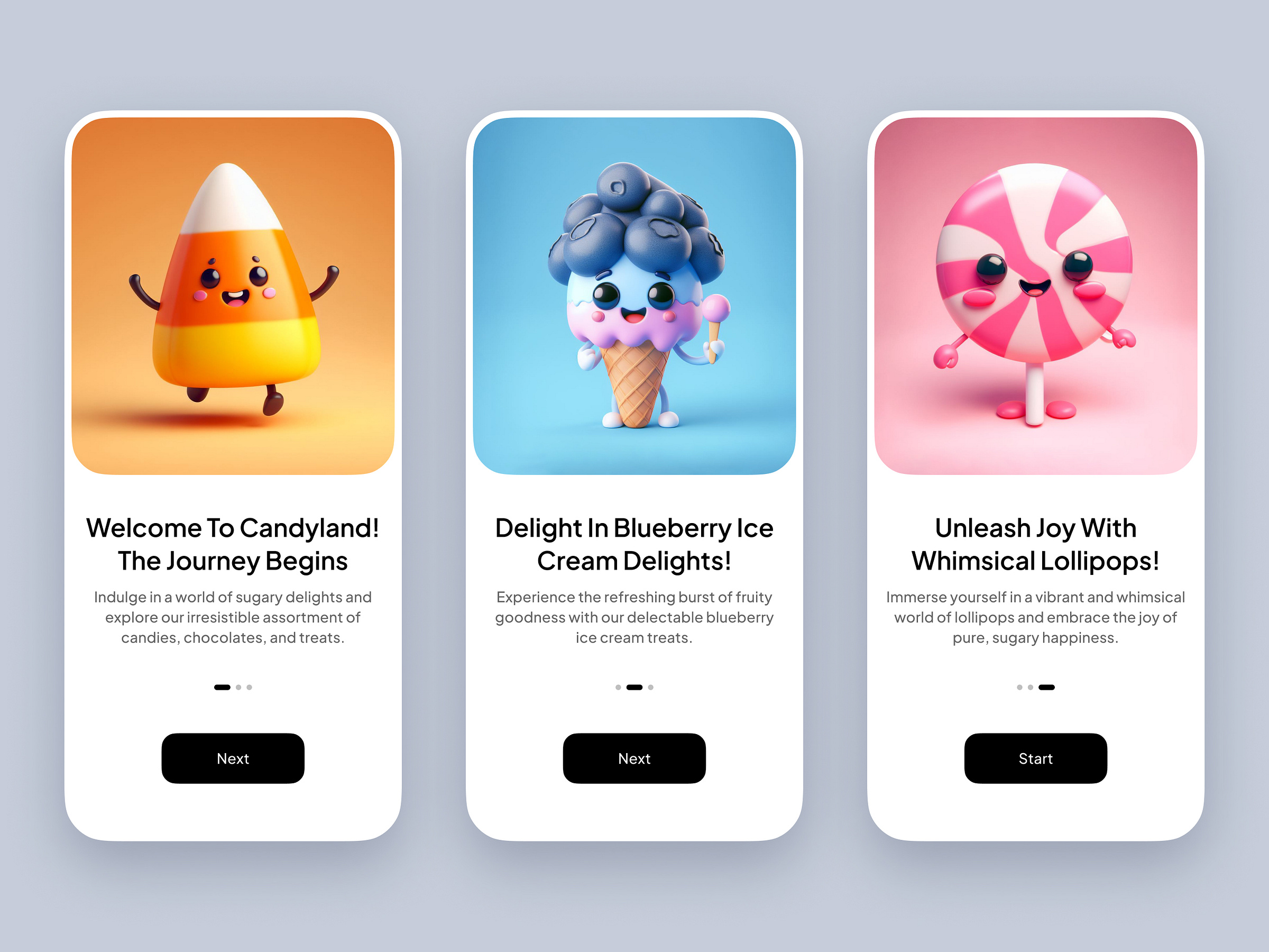 Candyland App Onboarding Screens by Masoud Rafizadeh on Dribbble