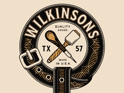Wilkinsons Leather Goods Badge badge belt illustration leather tools vintage