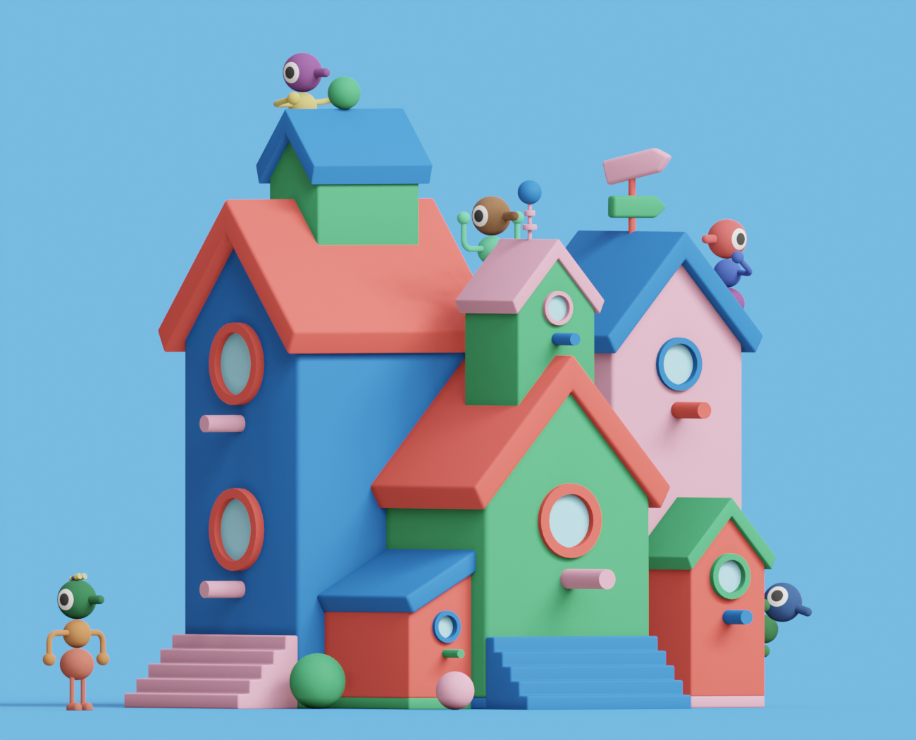 Big Playground 3d 3d art art art direction b3d blender blender3d colorful design houses illustration illustration art playful playground render structures