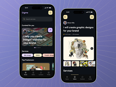 Gig platform app - UI design - Superdribbbs 🏀 Day #8 app design freelancer gig job ui