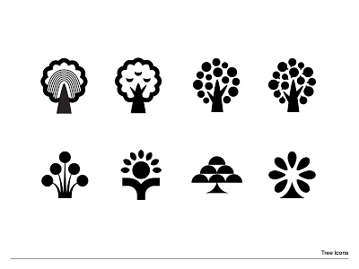 Tree Icons blossom branding development flower grow growth icon iconography illustration logo tree