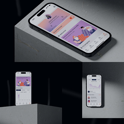 Profile & Analytics - Mobile Application account analytics application design meditation meditation app mobile mobile design mockup profile progress screens settings statistics ui user experience user interface ux yoga yoga app