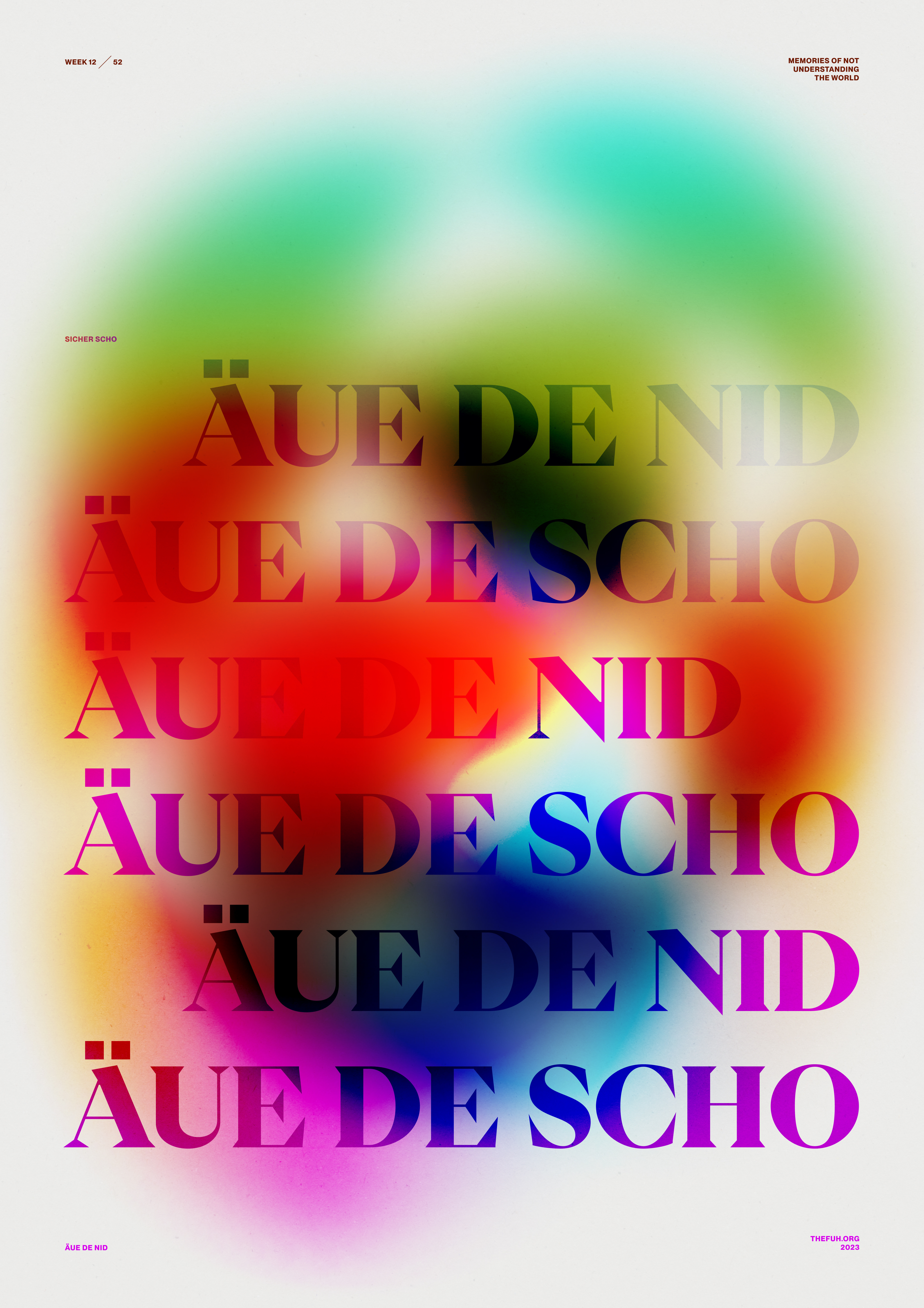Äue de nid/scho Poster bernesegerman design experiment graphic design poster typography vector