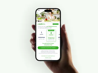 Peater app - subscription page android app app design design design ui diet diet app fitness graphic design ios mobile mobile app select plan subscription ui ux