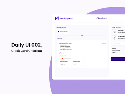 Daily UI 002 - Credit Card Checkout branding dailyui design graphic design illustration logo ui ux